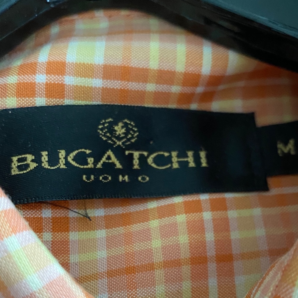 Bugatchi Orange Plaid Men's Shirt
